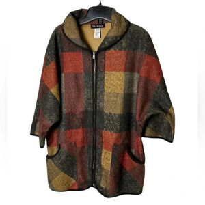 VTG VIN Rouge,plaid coat, PTP 23”boho,cottagecore,cabincore,preppy, Pheobie vibe